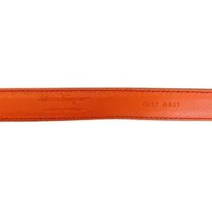 Salvatore Ferragamo Orange Leather Vara Bow Slim Belt Salvatore Ferragamo | Accessories | Salvatore Ferragamo  main image 3